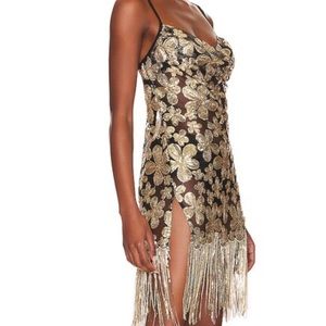 For Love & Lemons - Colette Mini Dress in Gold